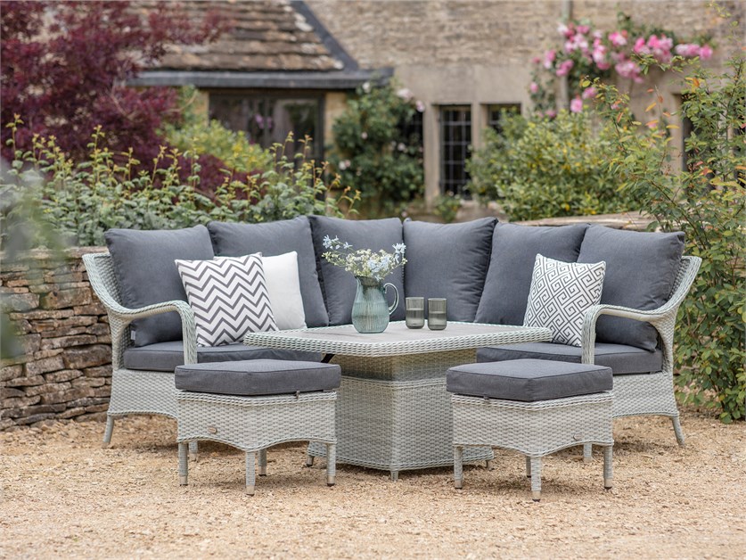 Cherington Cloud Rattan Mini Corner Sofa with Dual Height Table & 2 Stools Alternative Image