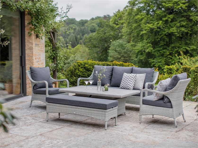 Cherington Cloud Rattan 3 Seater Sofa with Dual Height Table & 2 Armchairs Alternative Image