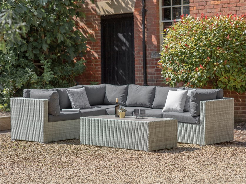 Kingscote Cloud Rattan L-Shape Sofa with Rectangle Coffee Table