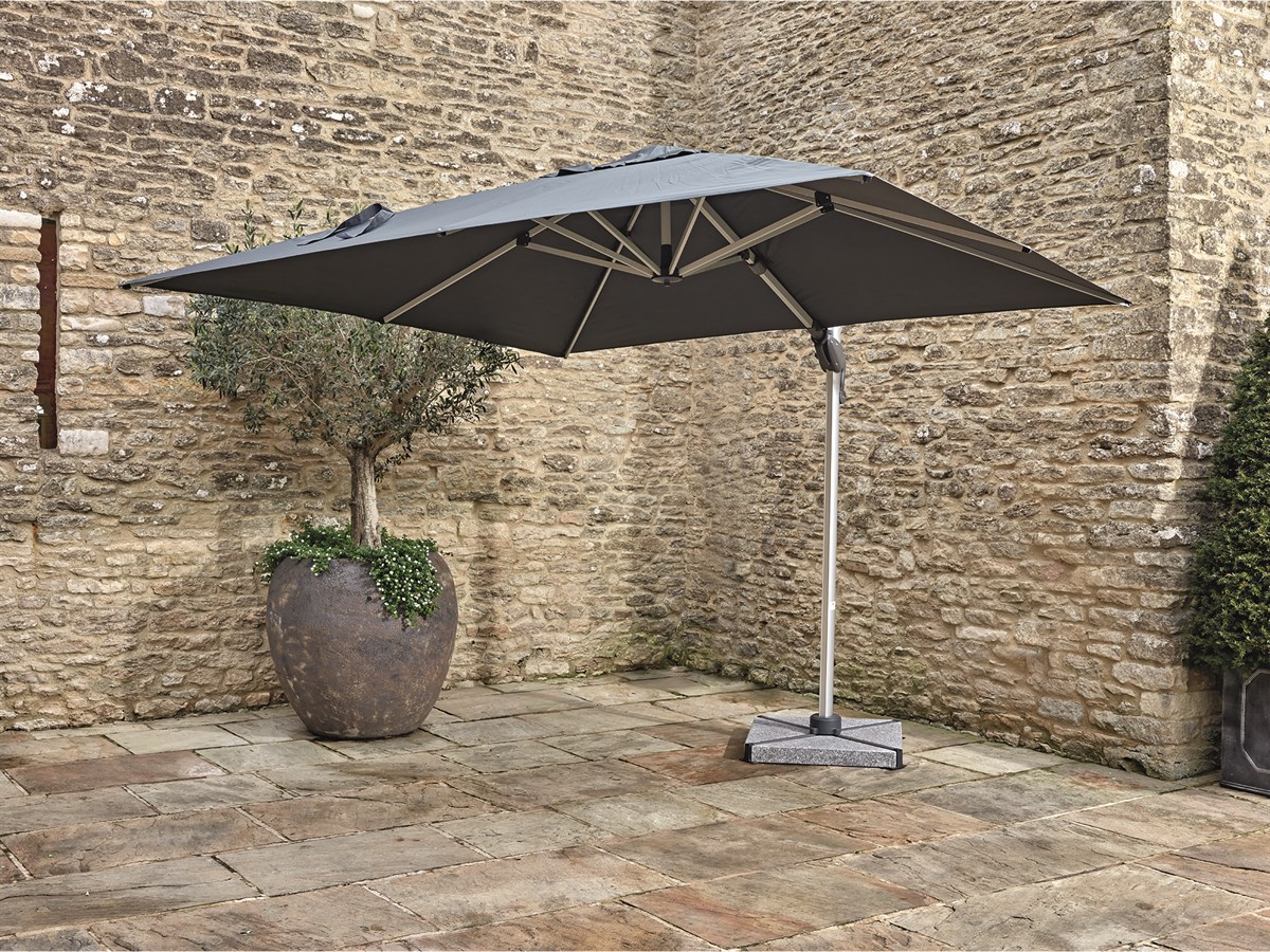 Bramblecrest Chichester Grey 3.0m x 3.0m Anodised Square Cantilever Parasol & Cover - Without