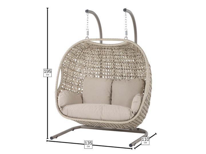 Bramblecrest Chedworth Sandstone Rattan Double Hanging Cocoon